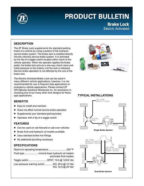 Brake Lock Electric Activated (Form Number 80-620-004) 