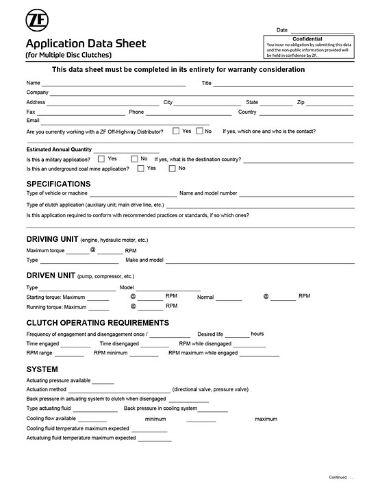 thumbnail of Application Data Sheet - Multiple Disc Brakes